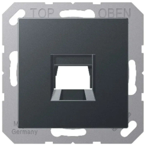 Jung modular jack 1V + centraaplaat - A550 mat antraciet