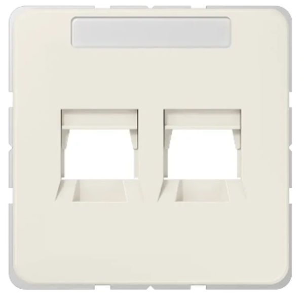 Jung afdekplaat modular jack 2V + tekstkader - CD500 creme