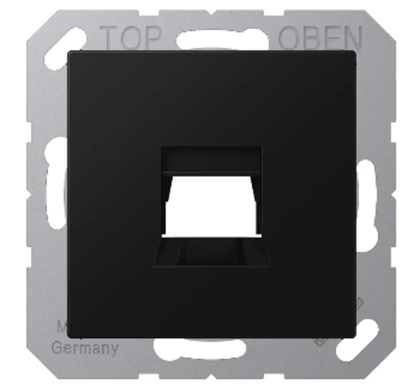 Jung modular jack 1V + centraalplaat - A550 mat zwart
