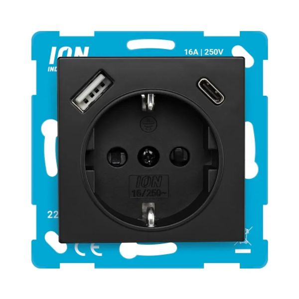 Ion wcd met randaarde en USB A/C V1/J1 - mat zwart