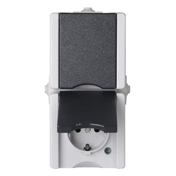 Kopp spatwaterdicht wcd met randaarde 2V verticaal - ProAQA grijs