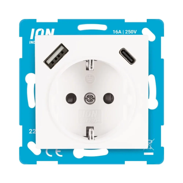 Ion wcd met randaarde en USB A/C V1/J1 - aplin wit
