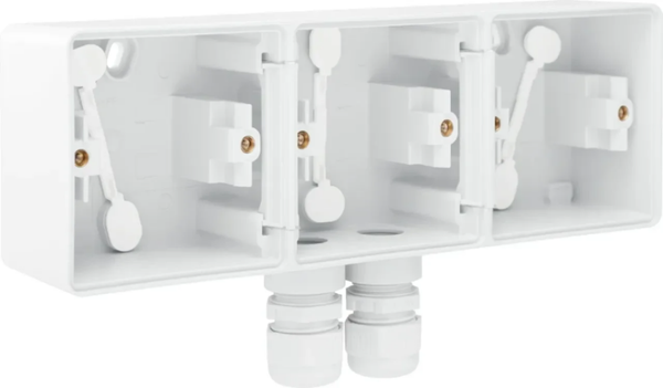 Niko Hydro 3V opbouwdoos horizontaal met 2xM20 wartel wit