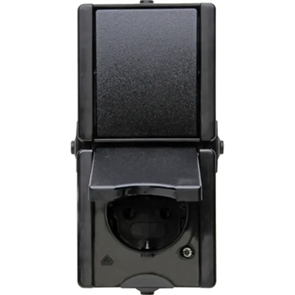 Kopp spatwaterdicht wisselschakelaar + wcd met randaarde verticaal - ProAQA zwart