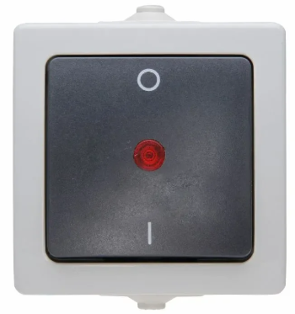 Kopp spatwaterdicht 2-polig schakelaar met controle lamp - Nautic grijs