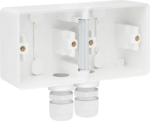 Niko Hydro 2V opbouwdoos horizontaal met 2xM20 wartel wit