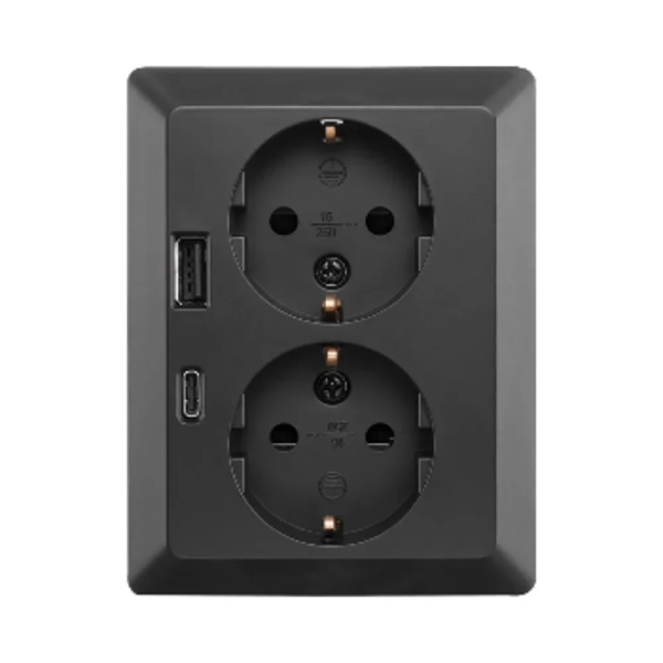 Ion wcd met randaarde 2V + USB A/C - mat zwart