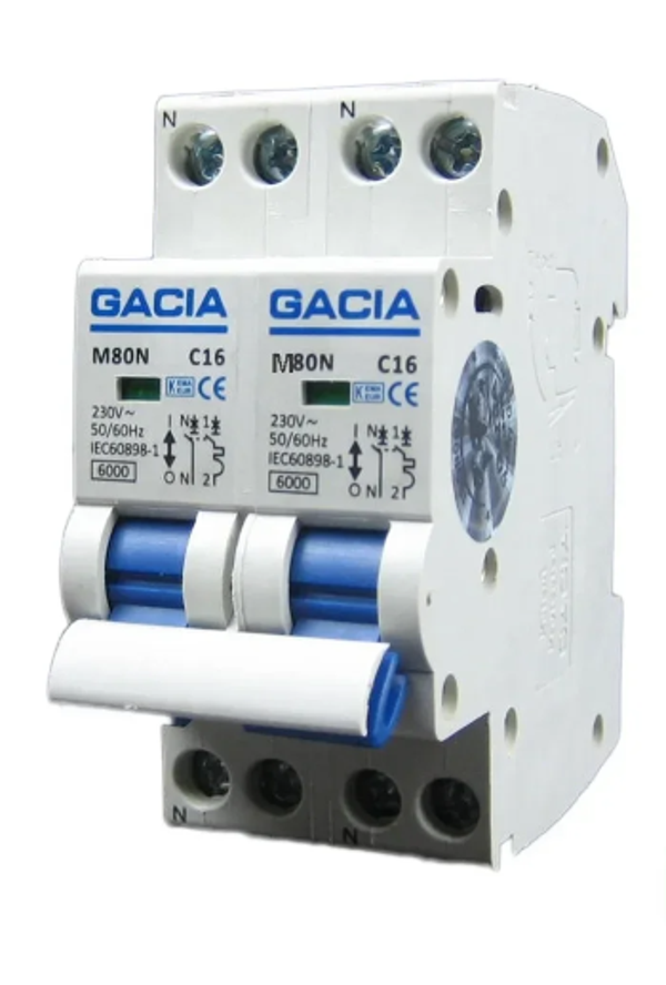 Gacia/SEP kookgroep installatieautomaat 2xB-karak 2x1P+N