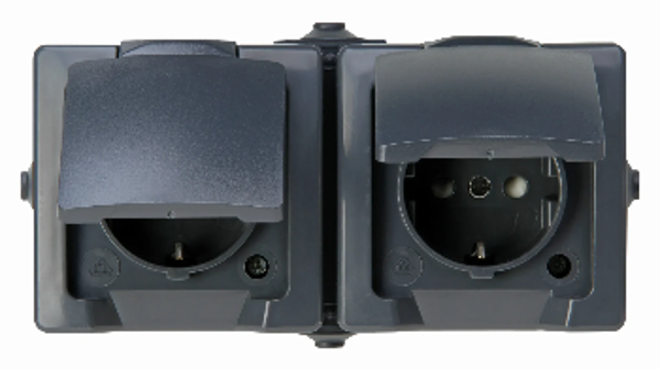 Kopp spatwaterdicht wcd met randaarde 2V horizontaal - Nautic antraciet