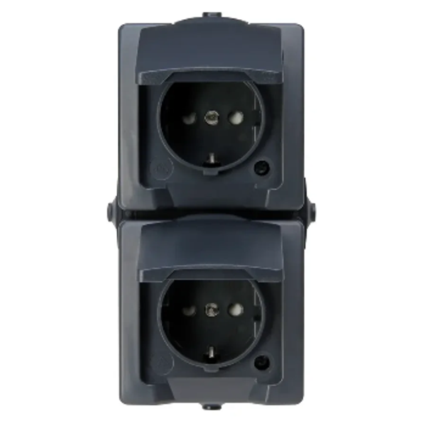 Kopp spatwaterdicht wcd met randaarde 2V verticaal - Nautic antraciet