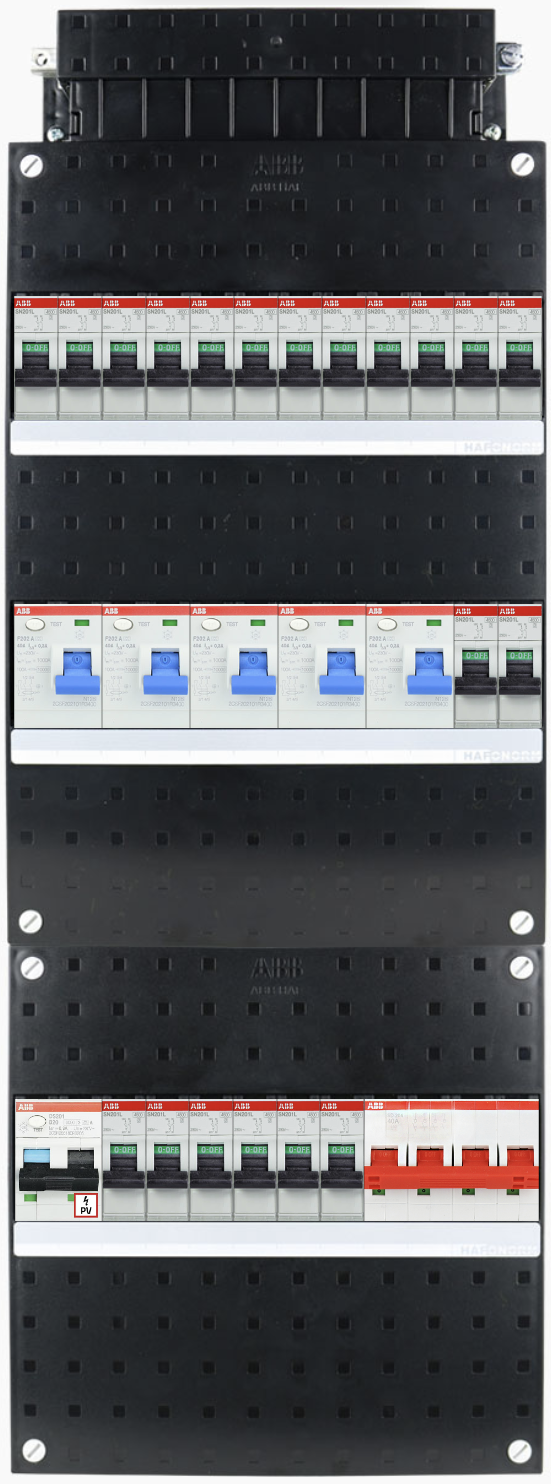 ABB 3-fase groepenkast SN201 - 20 groepen met PV 1-fase