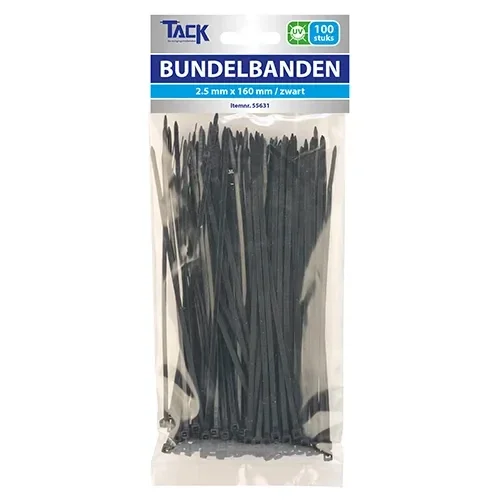 Tack bundelbandjes 2,5x100mm zwart - 100 stuks