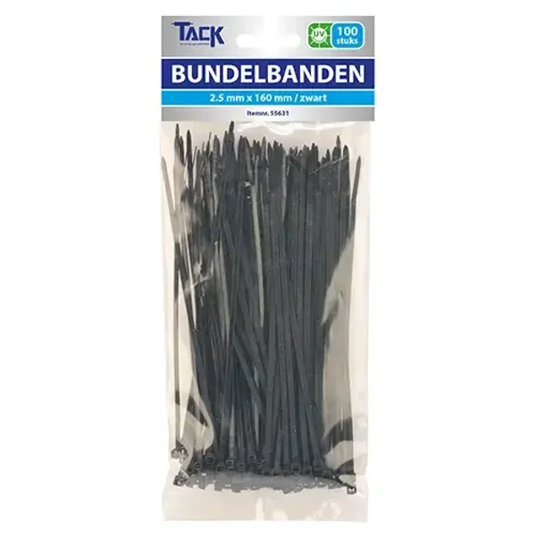 Tack bundelbandjes 2,5x100mm zwart - 100 stuks