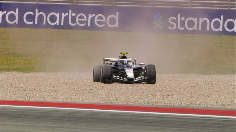Valtteri Bottas en la grava del circuito de Barcelona. Foto: F1