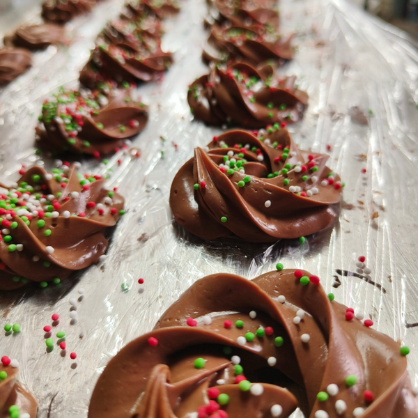 Chocolade Kerstkransjes  - Gespoten