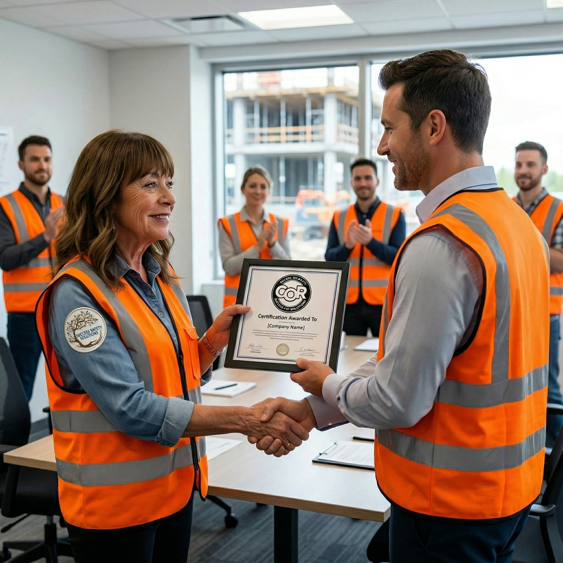 SECOR Alberta | Image of a women handing over a certification