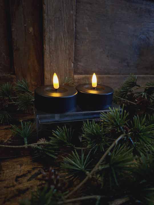 Maxi theelicht countryfield set van 2 zwart