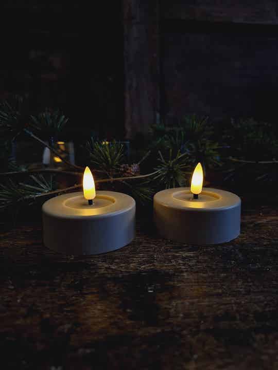 Maxi theelicht countryfield set van 2 Taupe