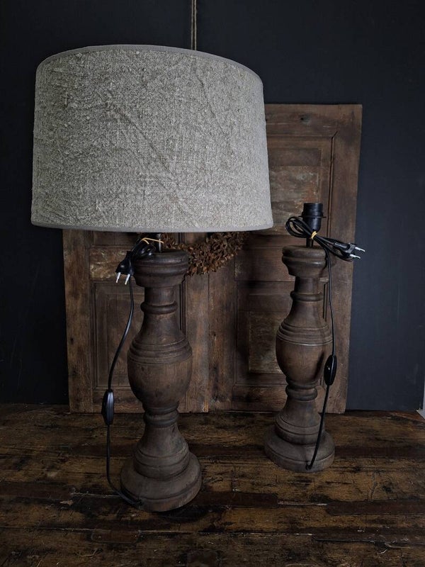 Set van 2 lampenvoeten donkerhout groot