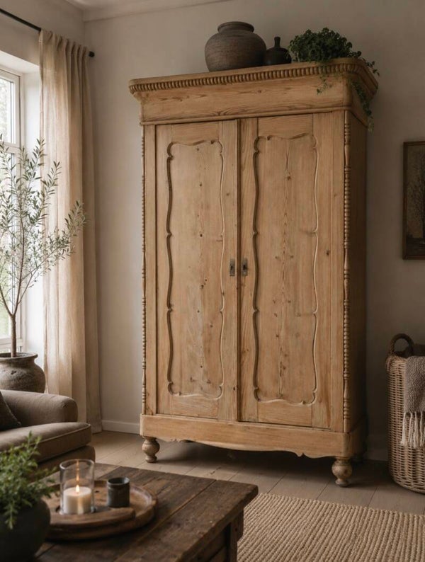 Grenen biedermeier meidenkast