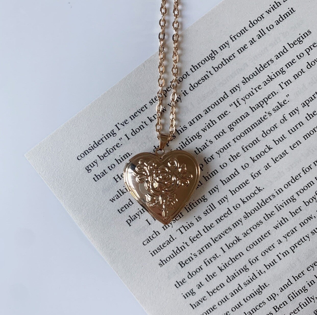 Rose Heart Locket Necklace