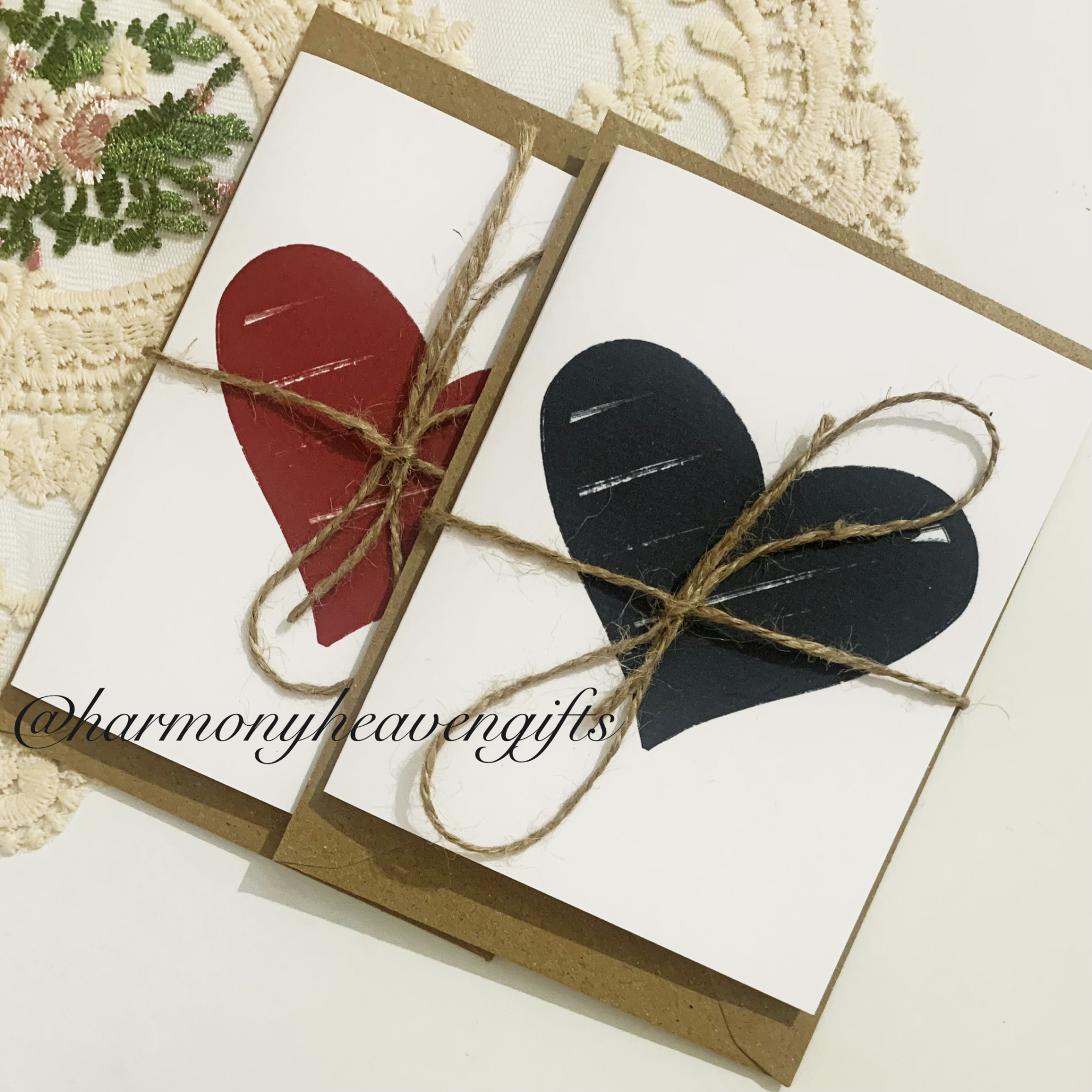 Black Or Red Heart Romantic Card