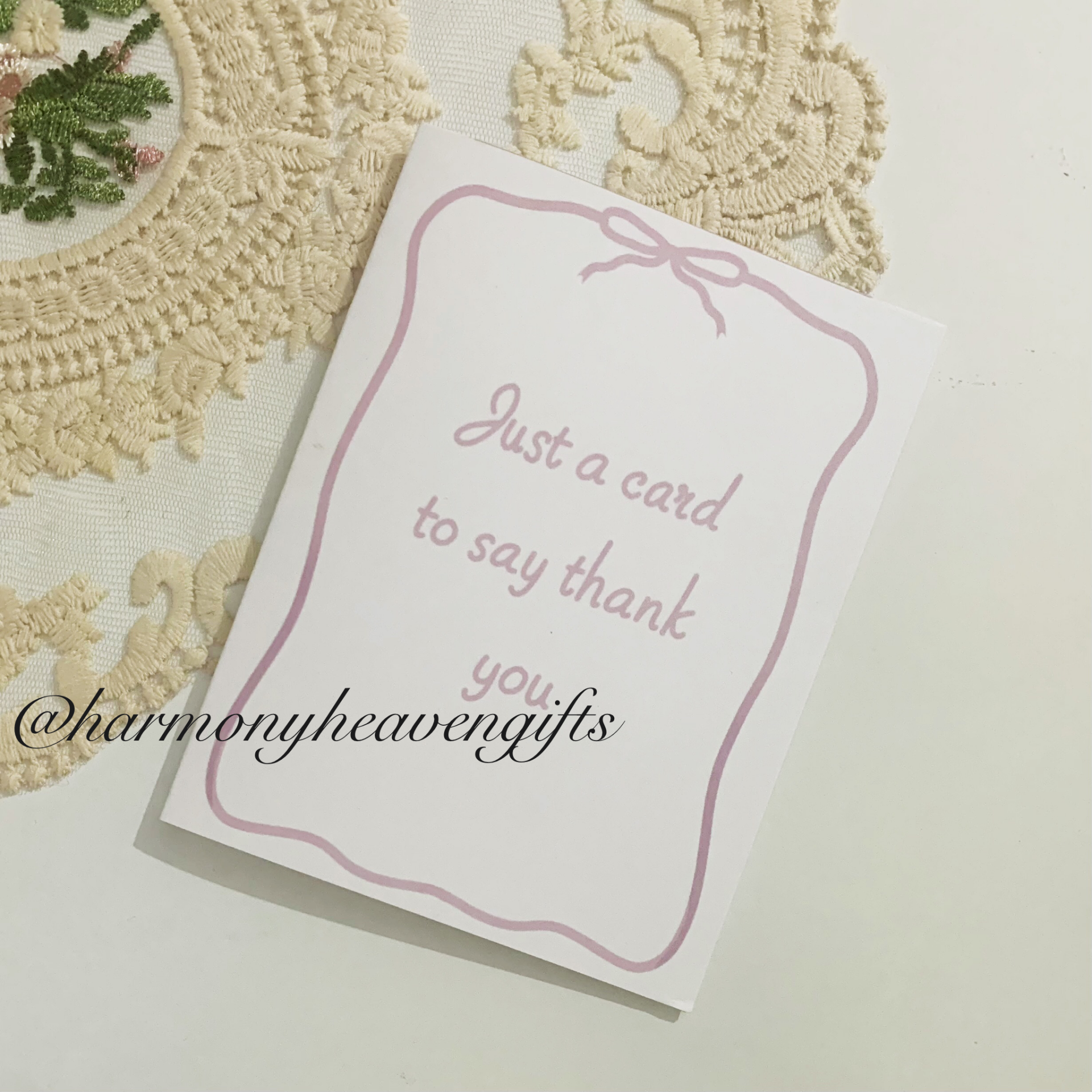 Pink Bow Thank You Card