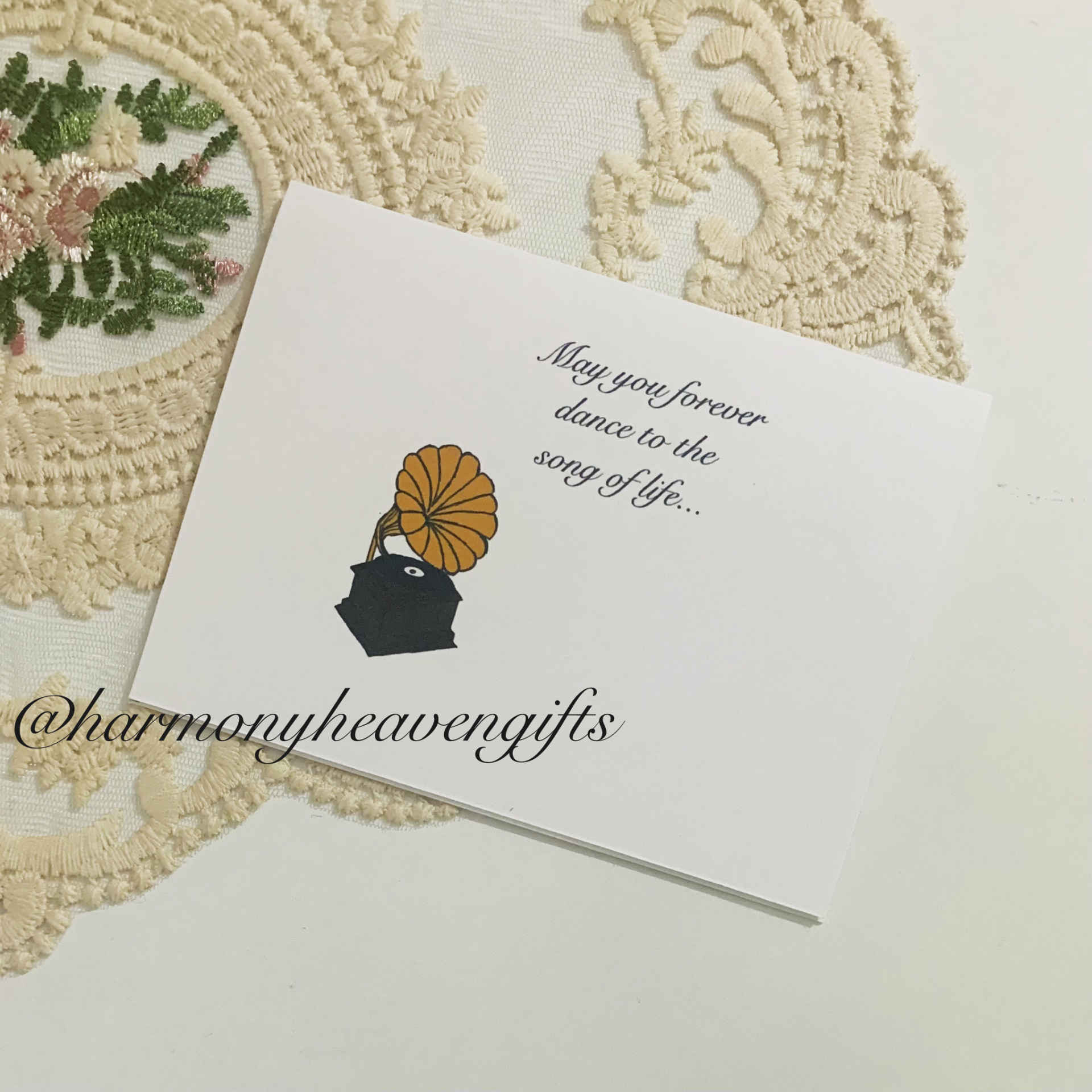 Gramophone Instrument And Quote Greeting Card