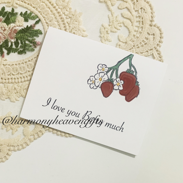 Strawberry Flowers Romantic Card
