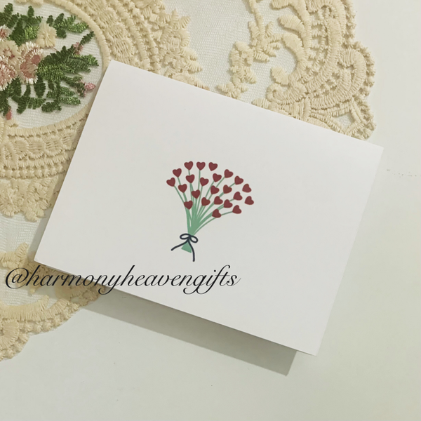 Hearts Flower Bouquet Romantic Card