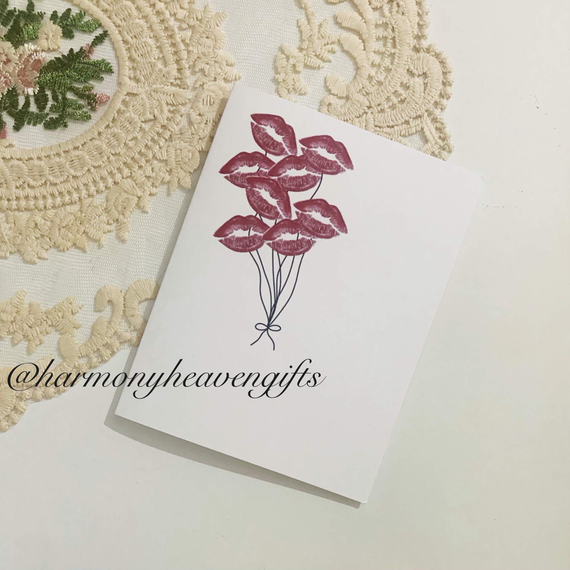 Lip Stick Stain Balloon Romantic Card