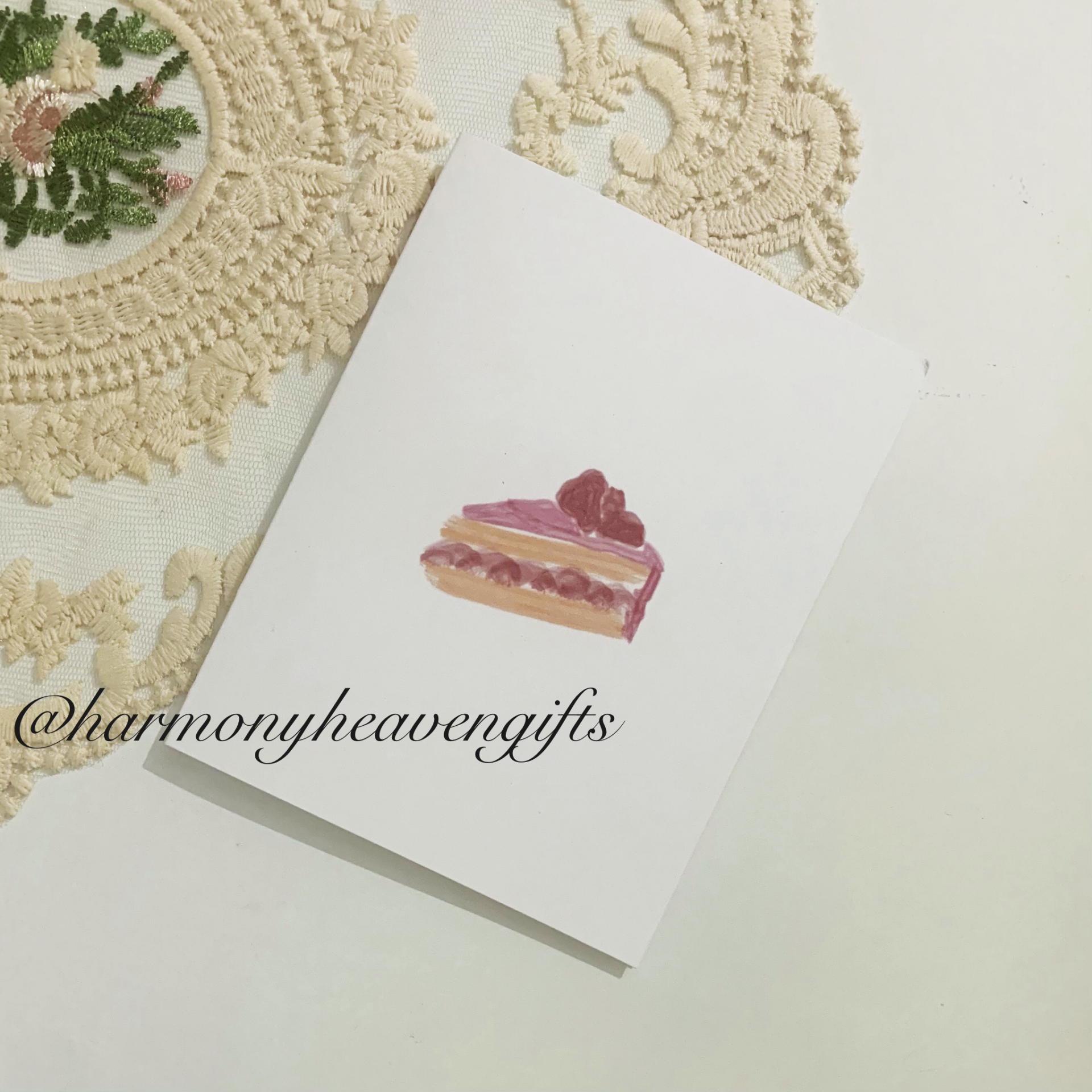 Watercolour Strawberry Cake Birthday Card