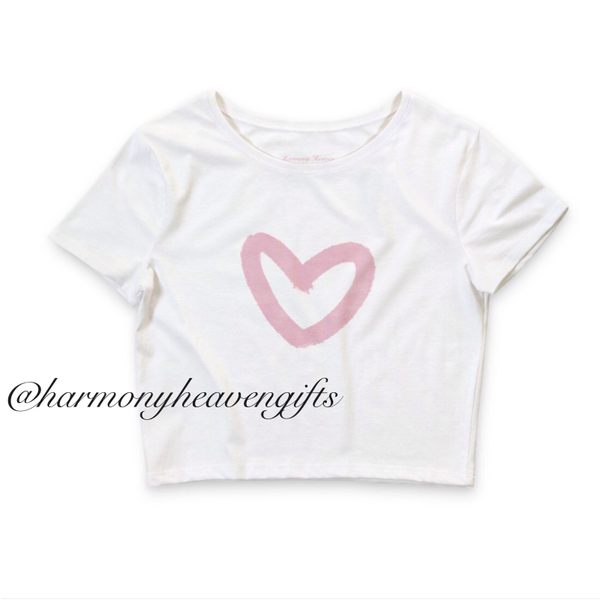 Pink Heart Crop Tee