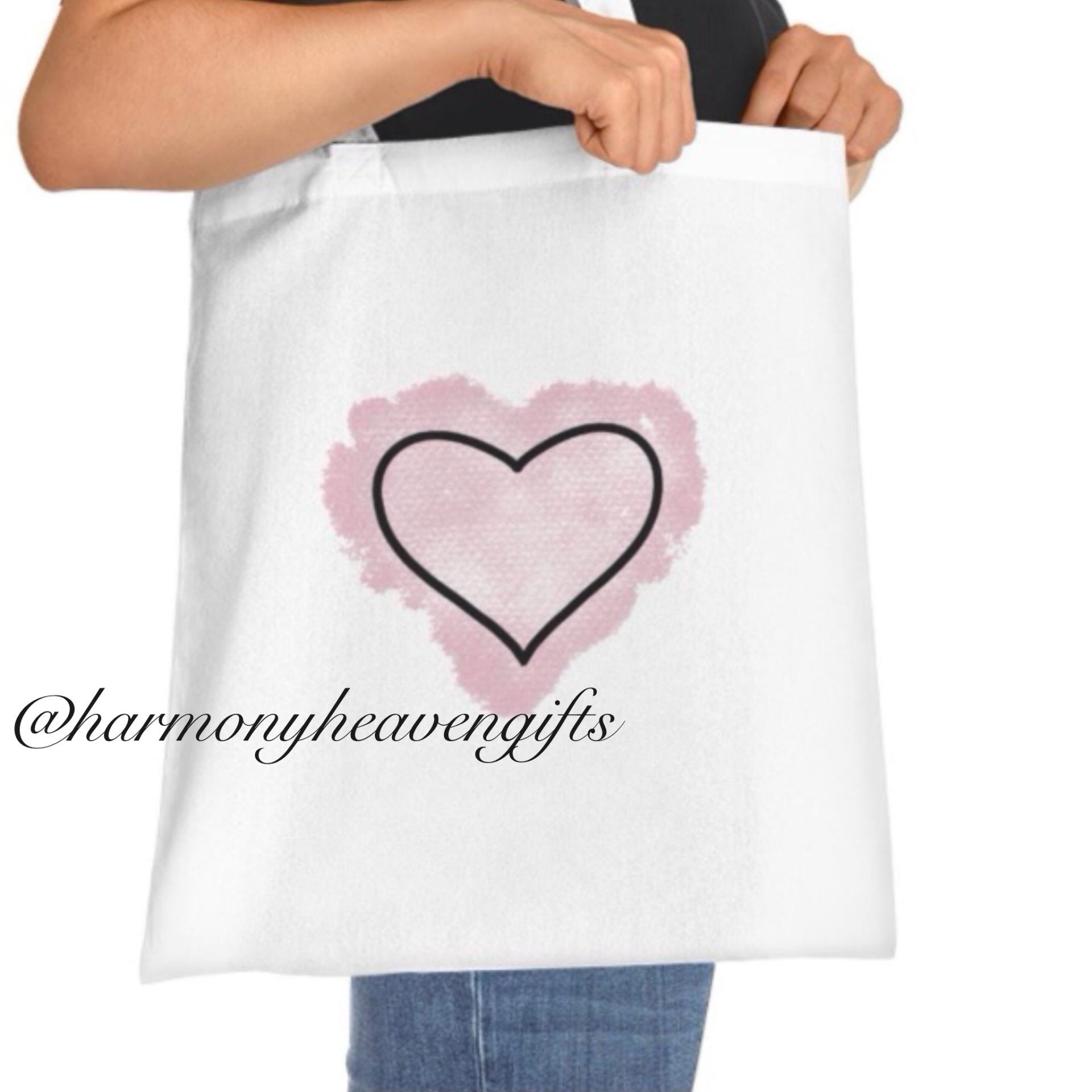 Pink Water Color Heart Tote Bag