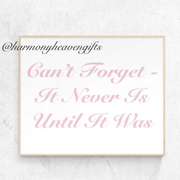 Never Forget - It Never Is Until It Was (Wall Poster)
