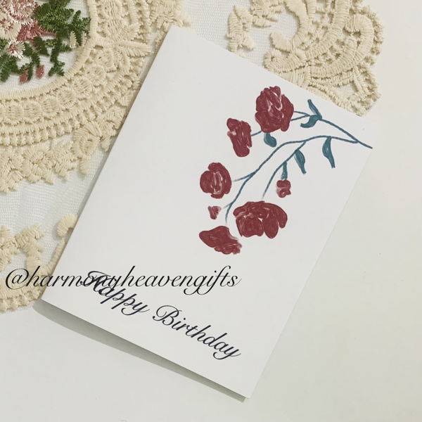 Red Flower Birthday Card