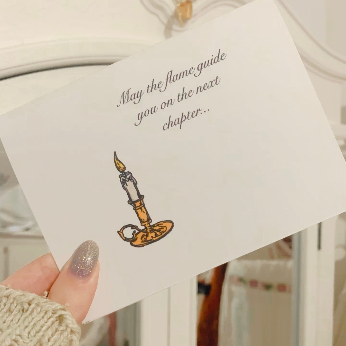 Greeting Card With Flame Candle And Quote