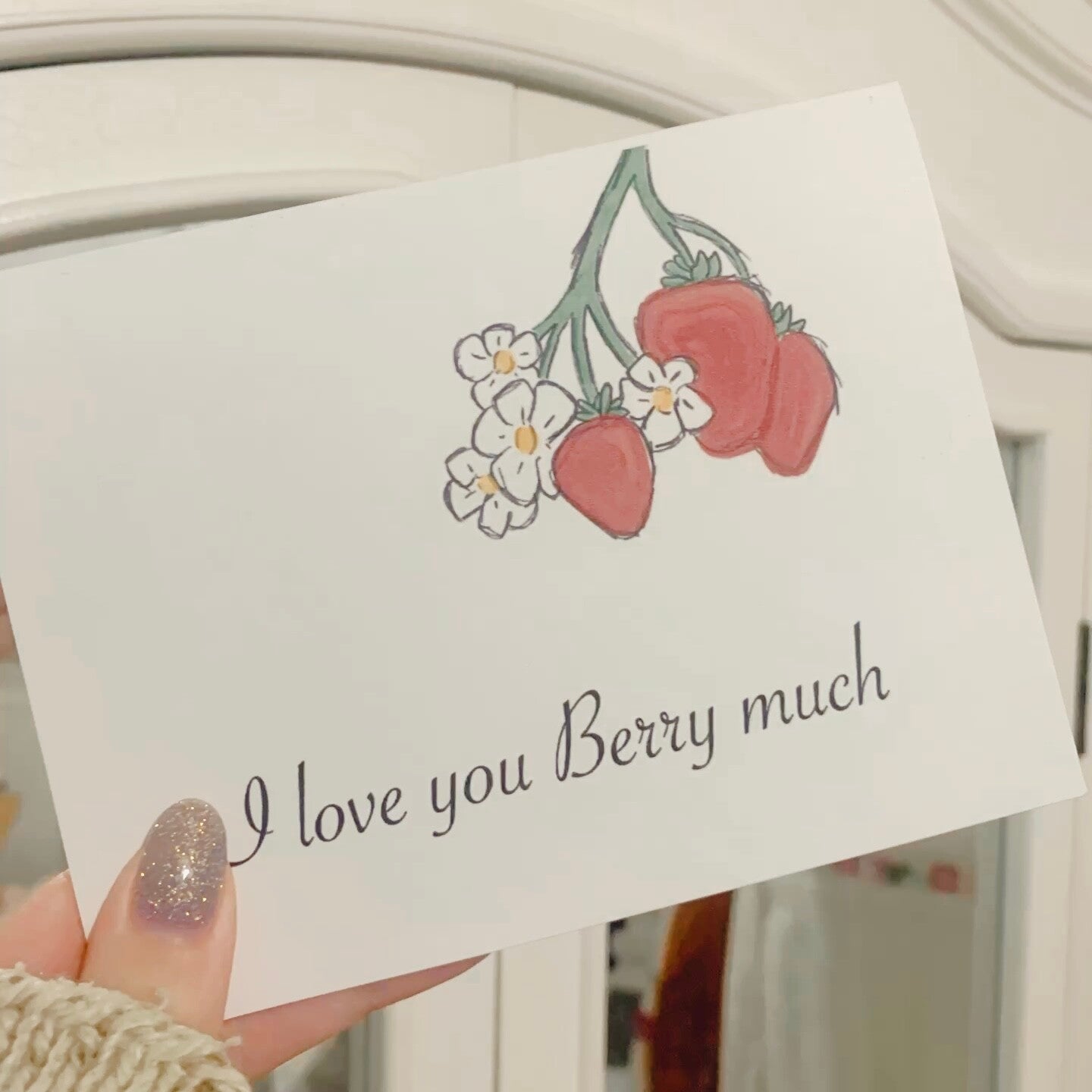 Greeting Card With Strawberry Flowers