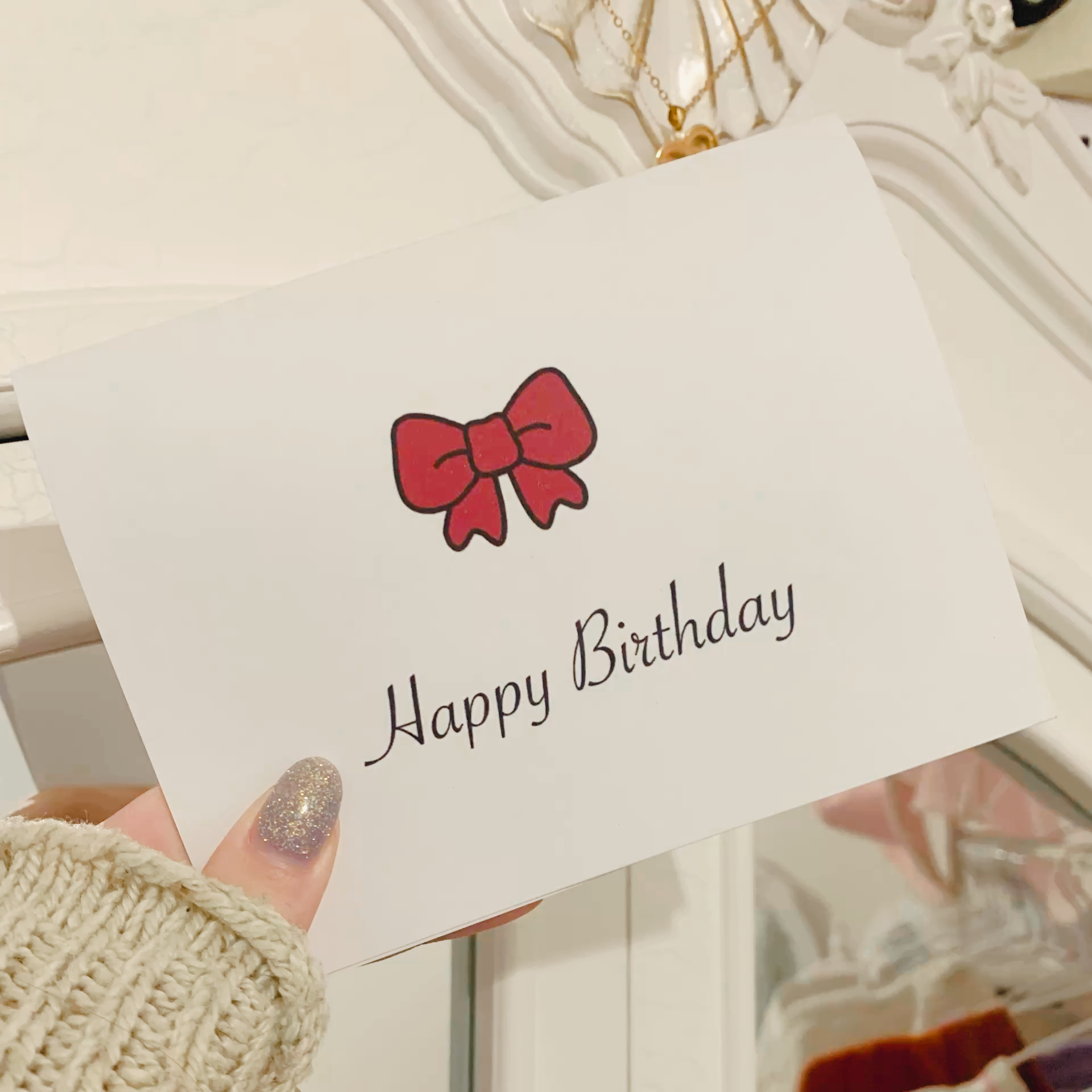 Happy Birthday With Bow Birthday Card