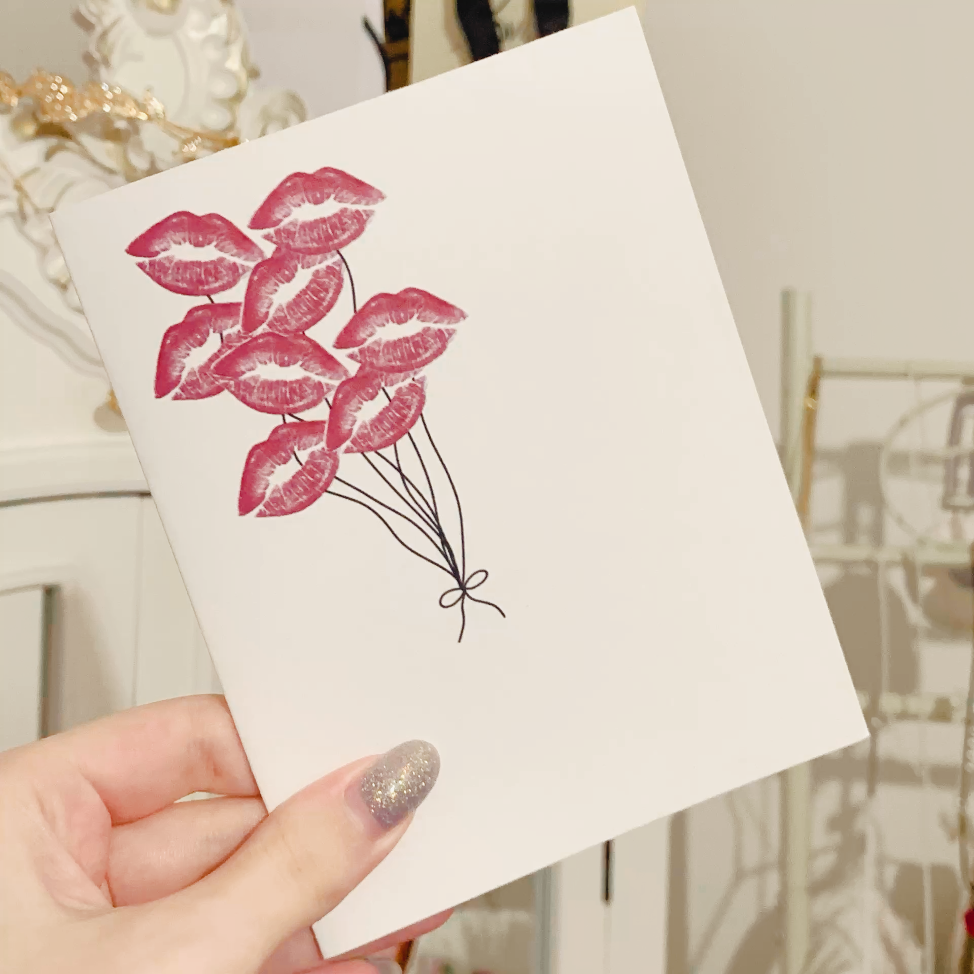 Lip Stick Stain Balloon Romantic Card