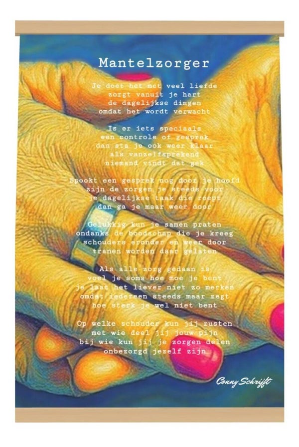 Gedicht op textielposter Mantelzorger