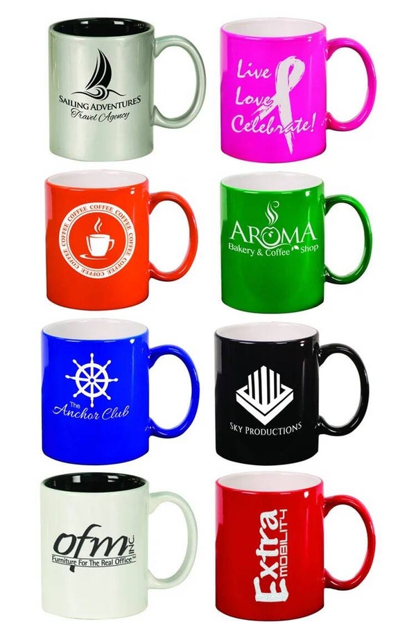 Round & Bistro Laserable Ceramic Mugs