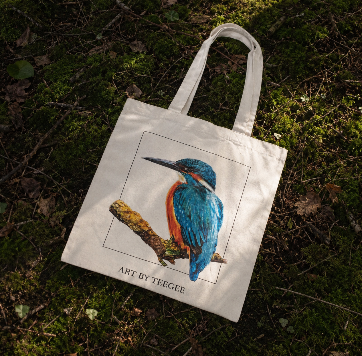 Katoenen draagtas - ijsvogel