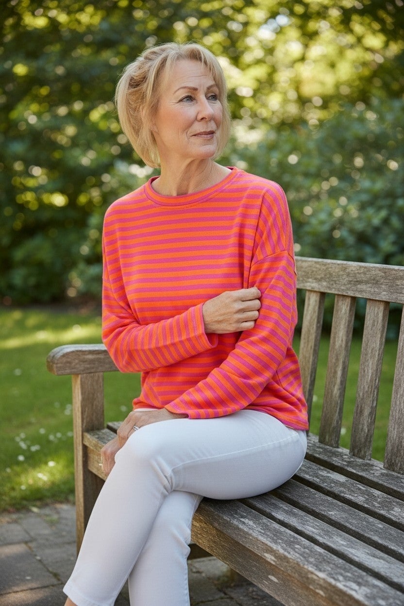 Shirt gestreept 1 maat oversized 4 kleuren