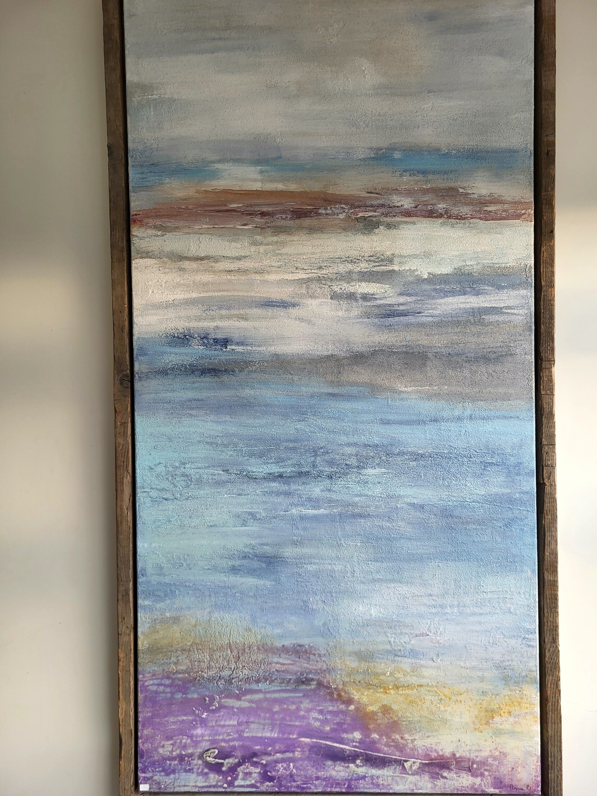 Zeegezicht, acrylverf maat 160x80cm.