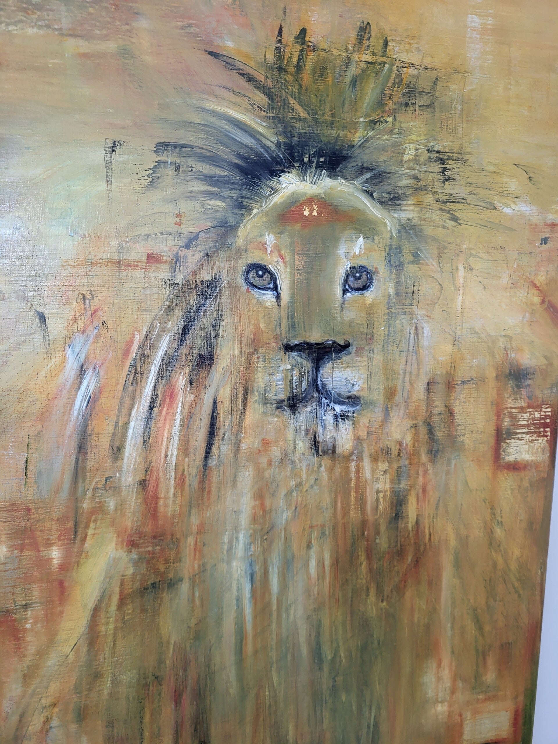 Leeuw, olieverf op linnen  maat 160x80