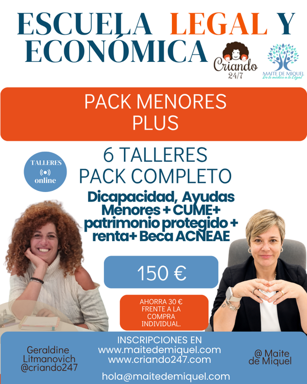 Criando 24/7 y Neurolegalia · Pack Menores Plus · 6 talleres