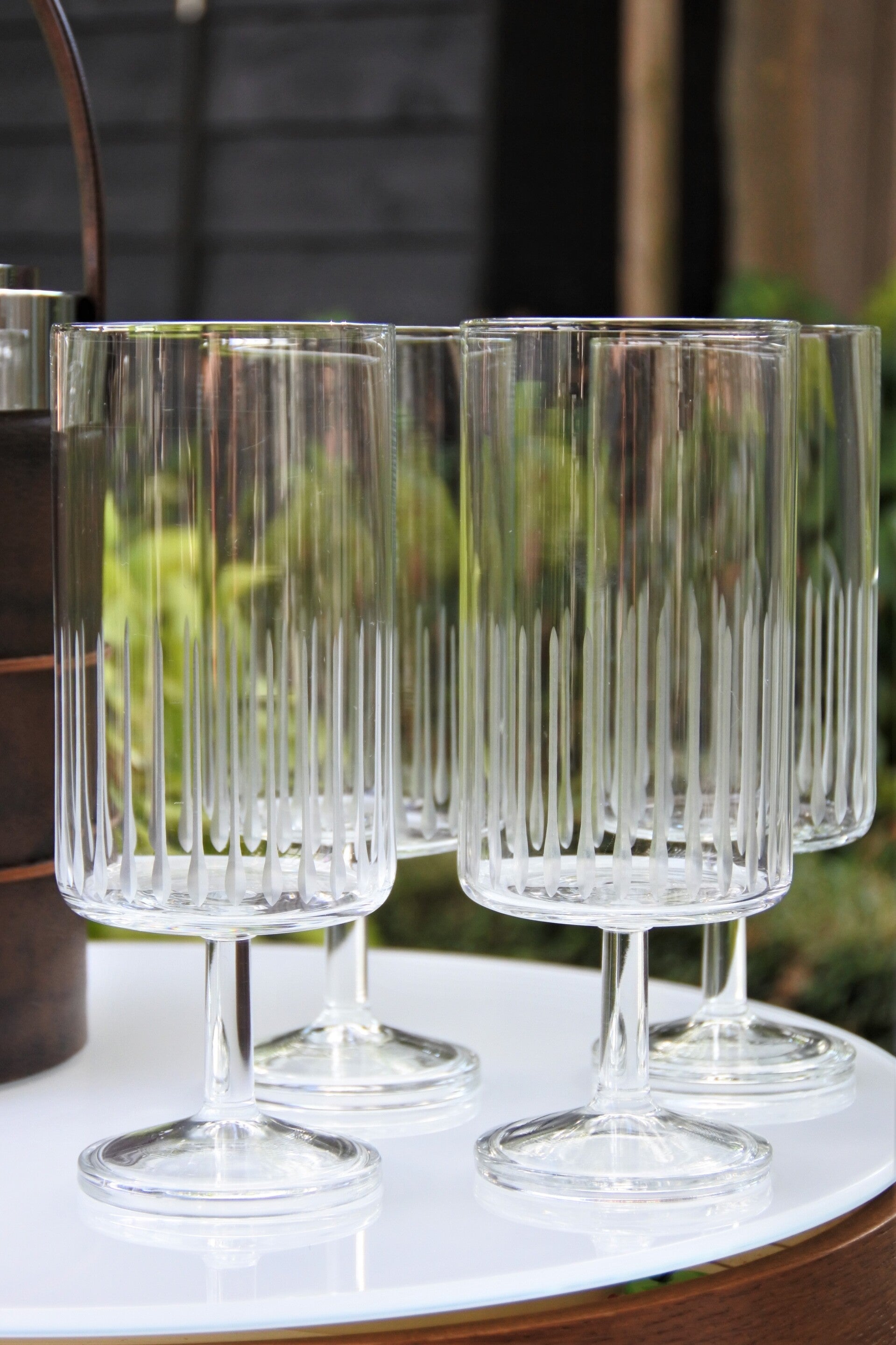 Vintage setje van 4 glazen Stripes