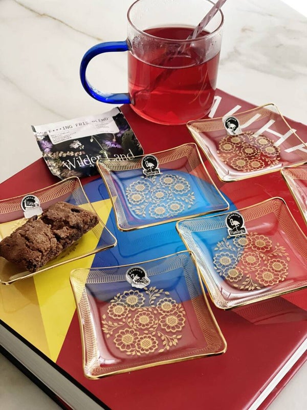 Vintage 6-delige Flamingo Benelux jaren 50 schaaltjes set