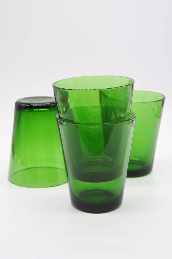 Vintage set groene glaasjes Vereco France 4 stuks